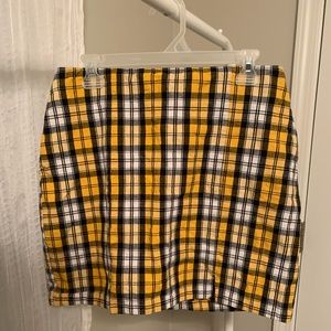 Yellow high-rise plaid mini skirt